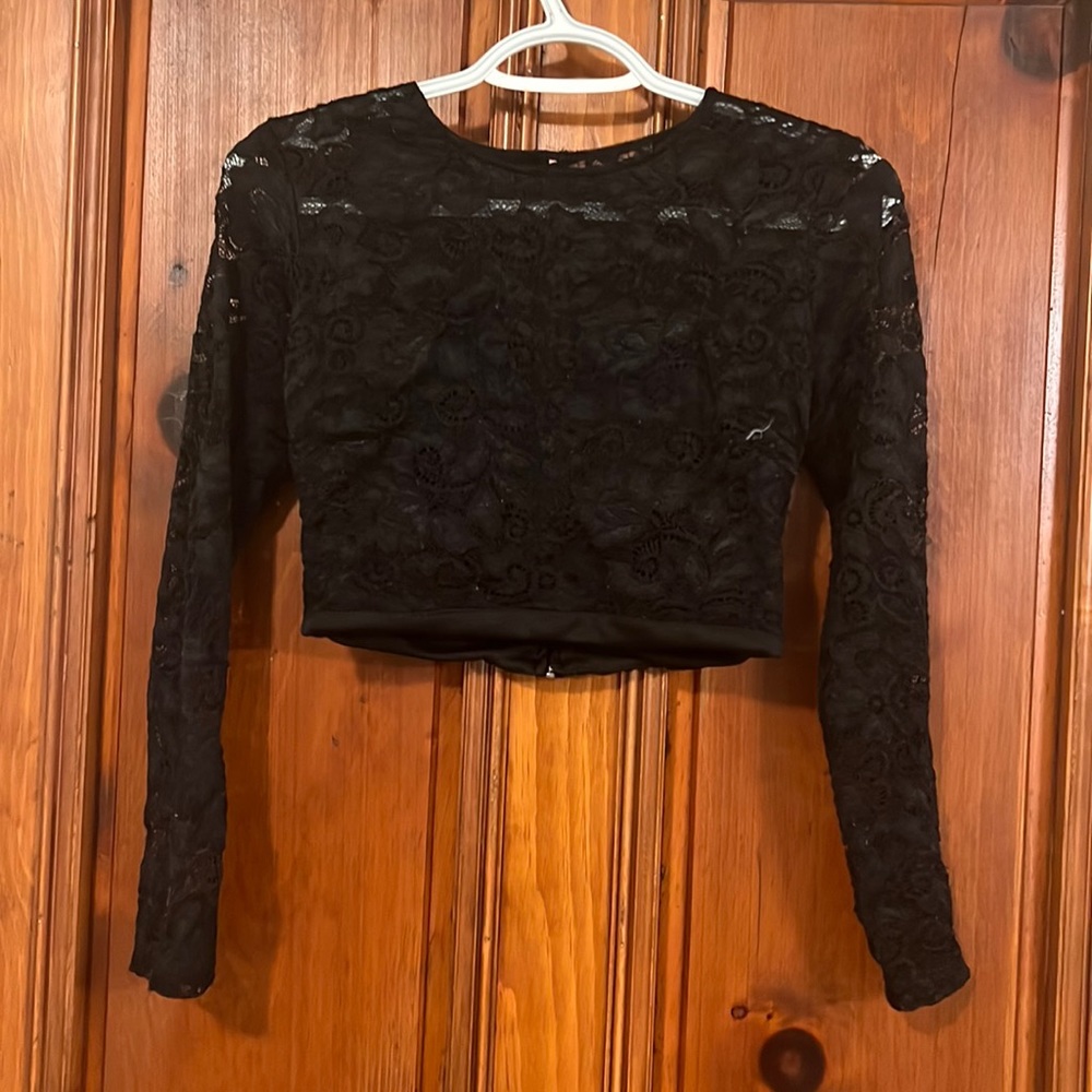 Prom Set. Black crop. Teal skirt